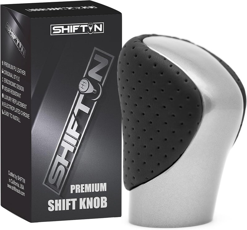 SHIFTIN Gear Shift Knob Shifter for Lexus ES GS GX is NX RC RX 200t 300 350 3450h 450hL 350L (Black Leather/Gray Silver) - Image 1